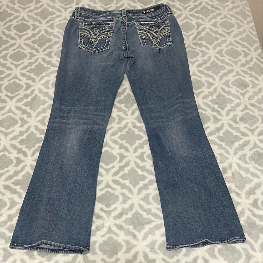 Vigoss Heritage Fit Denim Jeans New York Boot Cut Rhinestone Embellished‎